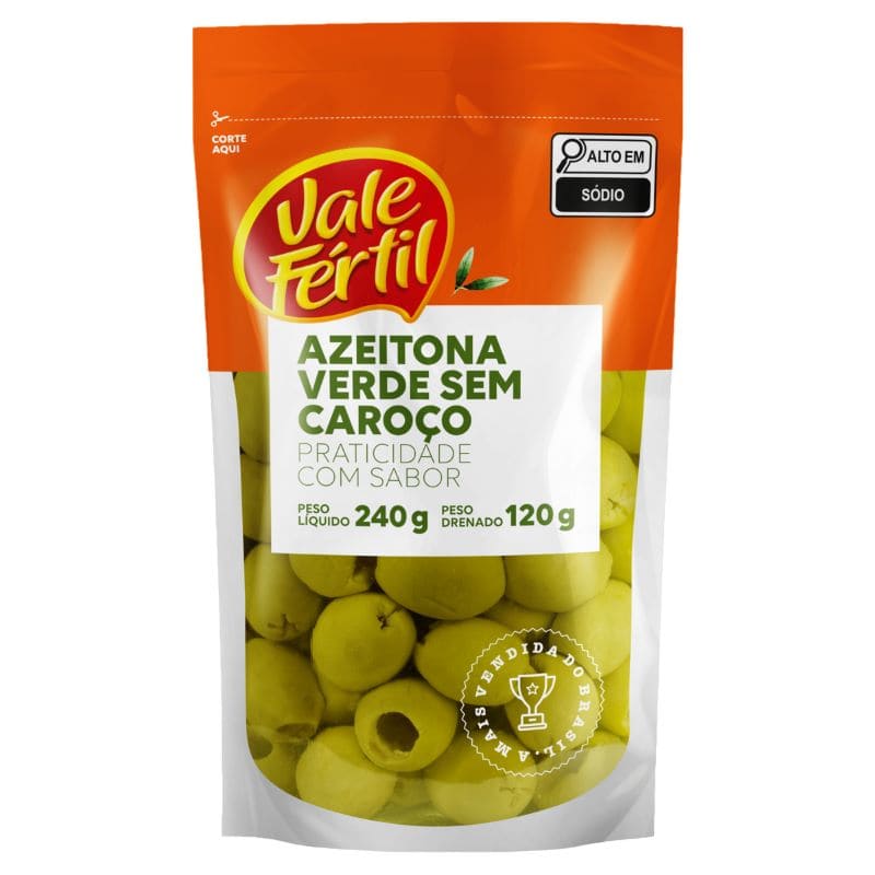 Azeitona Verde sem caroço Sachê Vale Fértil 120g